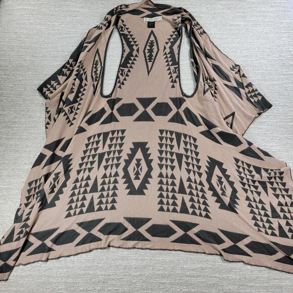 Urban Mangoz Duster Cardigan Womens Small Tan Gray Aztec Southwest Boho Sweater - Picture 11 of 14